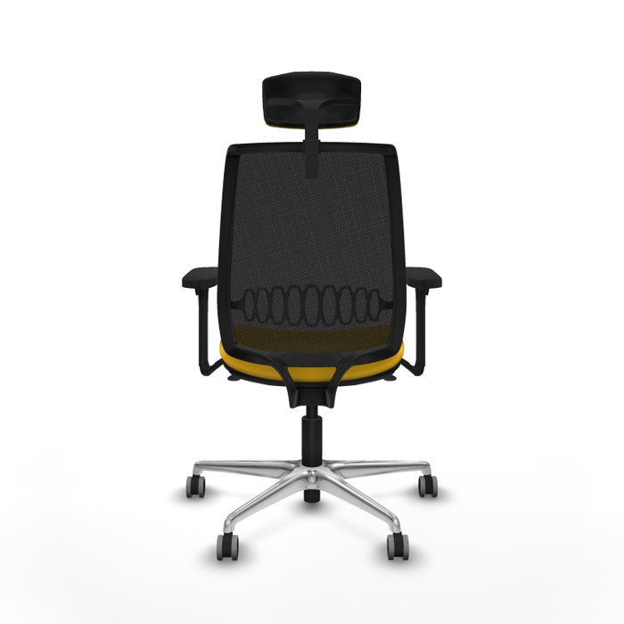 PIQUERAS Y CRESPO Alares Silla de Oficina Sincro con Malla Negra y Asiento Amarillo
