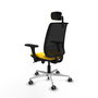 PIQUERAS Y CRESPO Alares Silla de Oficina Sincro con Malla Negra y Asiento Amarillo
