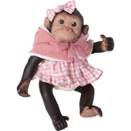 Rosa Toys Bebé Mono Reborn con Vestido de Cuadros 35 cm 3342