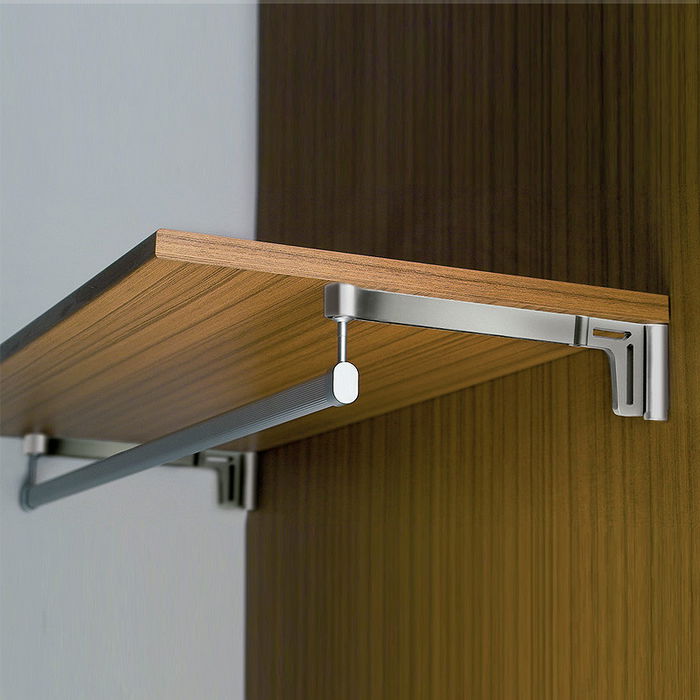 MAFOS Soporte Estante Texas Zamak Cromo Ral 9006 307Mm Para Armarios Vestidores