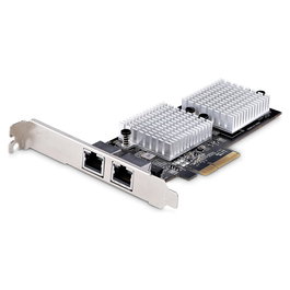 StarTech.com Tarjeta de Red PCI Express Ethernet de 2 Puertos 10 Gigabit 10Gbe LAN RJ45 NBASE-T 10GBASE-T para PC y Servidor