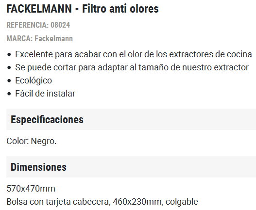 FACKELMANN Filtro Anti Olores 08024