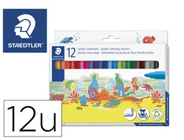 Staedtler Rotulador Jumbo Color Trazo 3 mm Estuche 12 Unidades Colores Surtidos