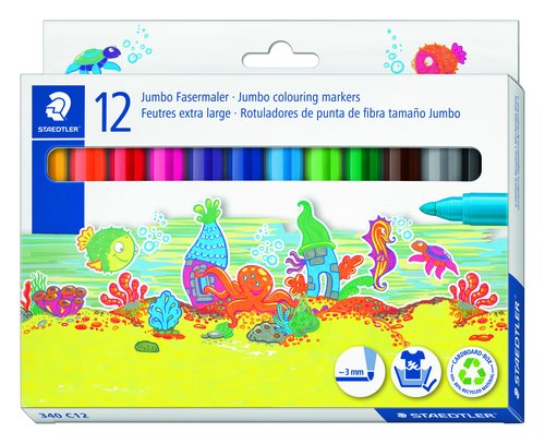 Staedtler Rotuladores Noris 340 Multicolor Estuche de 12 Unidades, Trazo 3 mm