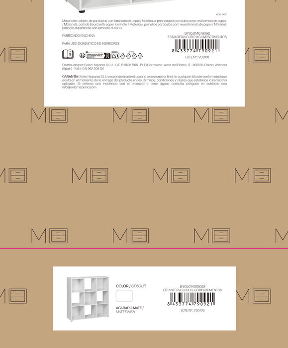 Inde Estantería Cubo 9 Compartimentos Moblekit, Mueble de Almacenaje 91.2 x 29.7 x 91.2 cm Inde Estantería Cubo 9 Compartimentos Moblekit, Mueble de Almacenaje 91.2 x 29.7 x 91.2 cm