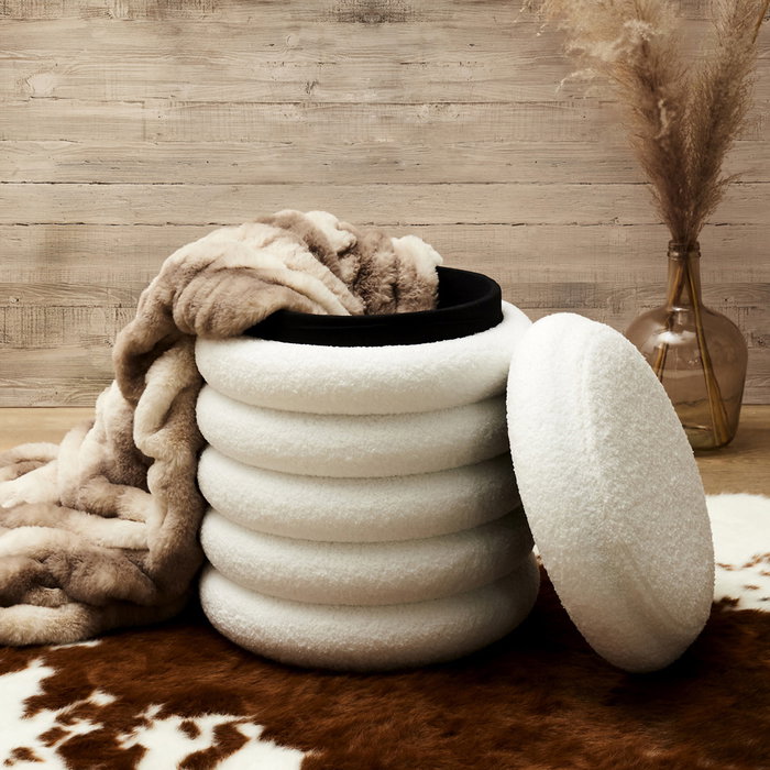 Home Deco Factory Puf Almacenaje Freya Colección Natural Poliéster