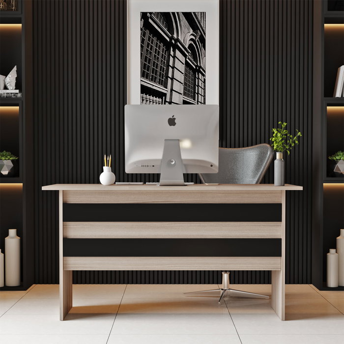 Hanah Home Mesa de Estudio Moderna Roble y Negro Vo1-Ob 140x60x73.8cm