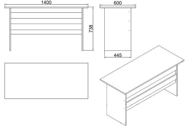 Hanah Home Mesa de Estudio Moderna Roble y Negro Vo1-Ob 140x60x73.8cm