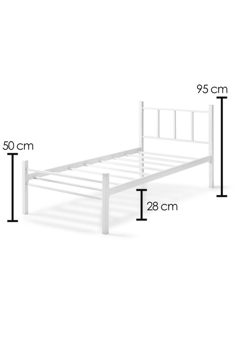 Hanah Home Cama Individual K90 Metal Blanca 90 x 190 cm