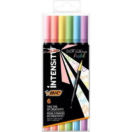 BIC Intensity Dual Tip Rotuladores Colores Pastel Surtidos de 6 Unidades