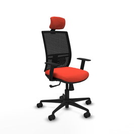 PIQUERAS Y CRESPO Silla de oficina Yunquera, Naranja oscuro/Negro, Mecanismo Sincro, Brazos 1D, Cabecero 1D, Lumbar 1D, Ruedas 65mm