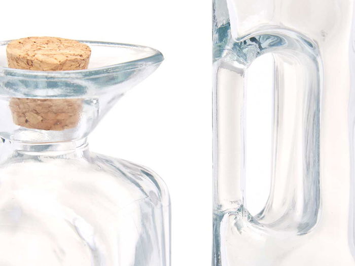 Vivalto Aceitera Cuadrada de Vidrio con Asa y Tapón de Corcho - 330 ml - 6x19x6 cm, Transparente (Set de 24)