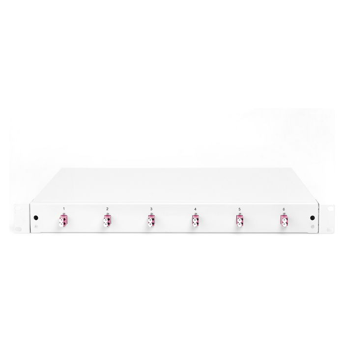 Digitus LWL Spleißbox 1HE bestückt 6x LC DX OM4 grau - Caja de empalme de fibra óptica 1U, Acero, Gris