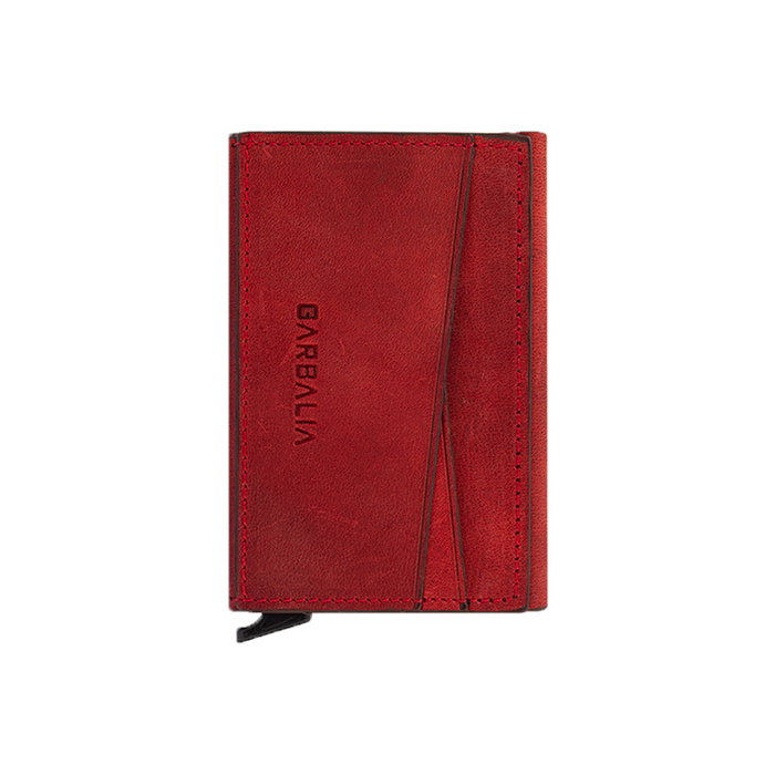 Zoozie Bags Cartera para Hombre Piel Auténtica Roja 9,5 cm x 6,5 cm x 2 cm