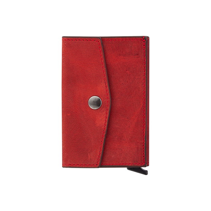 Zoozie Bags Cartera para Hombre Piel Auténtica Roja 9,5 cm x 6,5 cm x 2 cm