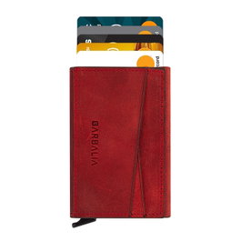 Zoozie Bags Cartera para Hombre Piel Auténtica Roja 9,5 cm x 6,5 cm x 2 cm
