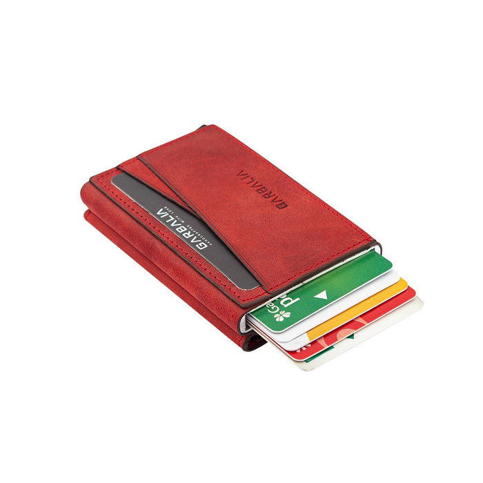 Zoozie Bags Cartera para Hombre Piel Auténtica Roja 9,5 cm x 6,5 cm x 2 cm
