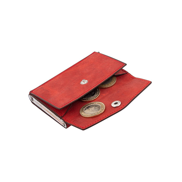 Zoozie Bags Cartera para Hombre Piel Auténtica Roja 9,5 cm x 6,5 cm x 2 cm