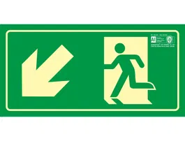 Syssa Señal de Salida de Emergencia Izquierda Escalera Bajando PVC Fotoluminiscente 320x160 mm
