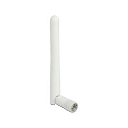 DeLOCK Antena WLAN RP-SMA 2 dBi Omnidireccional Blanca con Conector Macho y Unión de Inclinación, 2.4 - 2.5 GHz, 802.11 b/g/n, para Interior