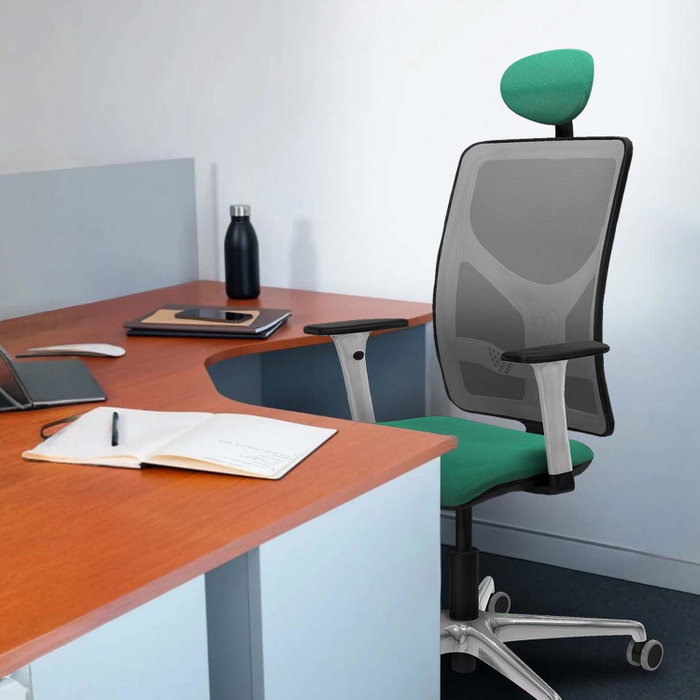 PIQUERAS Y CRESPO Silla de oficina Motilla con mecanismo Sincro/Traslack, Azul marino y Gris