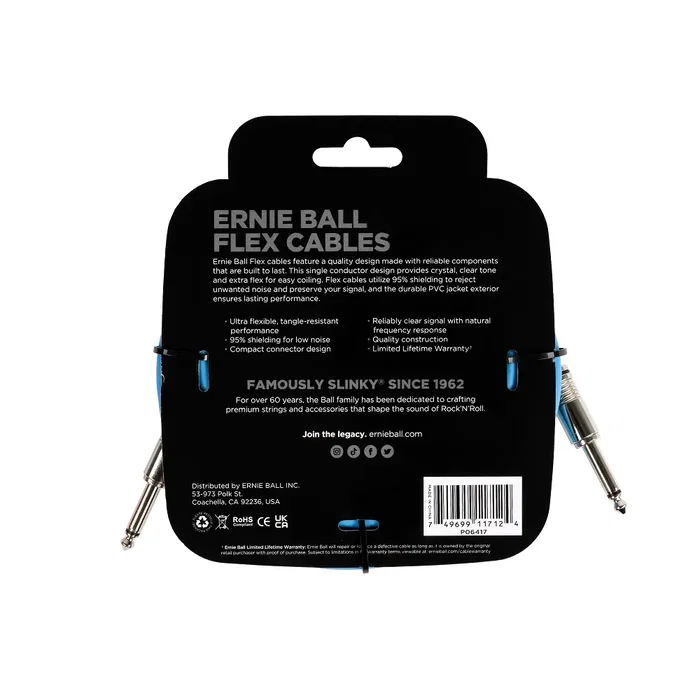 ERNIEBALL Cable de Instrumento Flex Jack-Jack SS 6 m - Azul