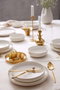 Hermia BNCRS18Y420 Juego de Cena de Porcelana de 18 Piezas con Acentos Dorados