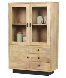 DKD Home Decor Vitrina Moderno Mango y Cristal 90 x 40 x 142 cm