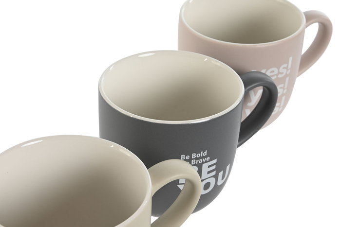 DKD Home Decor Set de 4 Tazas de Porcelana y New Bone Rosa, 410 ml DKD Home Decor Set de 4 Tazas de Porcelana y New Bone Rosa, 410 ml