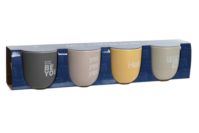 DKD Home Decor Set de 4 Tazas de Porcelana y New Bone Rosa, 410 ml DKD Home Decor Set de 4 Tazas de Porcelana y New Bone Rosa, 410 ml