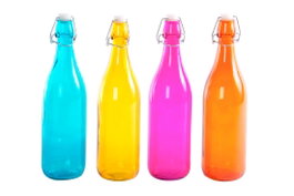 DKD Home Decor Surtido de 12 Botellas de Cristal con Base de Hierro, 1000 ml