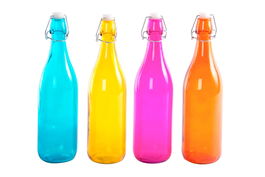 DKD Home Decor Botella Basicos Azul Rosa 8 x 32 x 8 cm (12 Unidades) 1000 ml Cristal Hierro PP Silicona