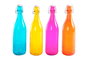 DKD Home Decor Botella Basicos Azul Rosa 8 x 32 x 8 cm (12 Unidades) 1000 ml Cristal Hierro PP Silicona