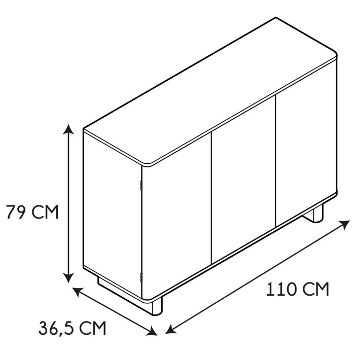 Home Deco Factory Aparador Terra Nova 3 Puertas 110x36,5 cm h.79 cm