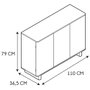 Home Deco Factory Aparador Terra Nova 3 Puertas 110x36,5 cm h.79 cm