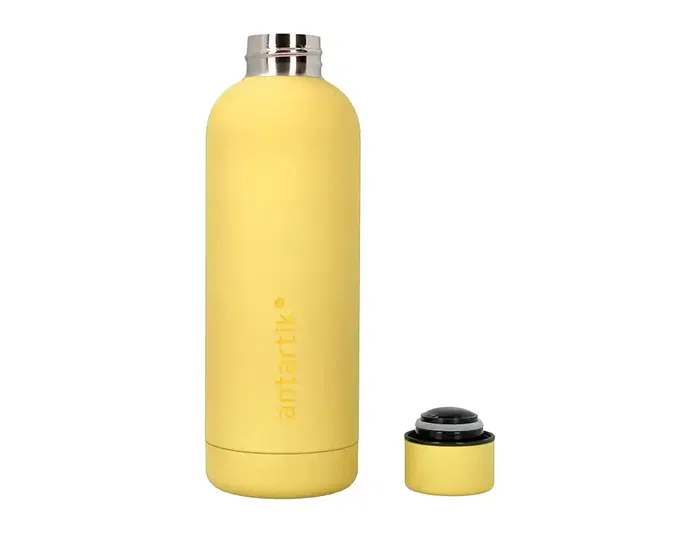 Antartik Botella Portalíquidos Isotérmica Acero Inoxidable Libre de BPA Color Amarillo 500 ml