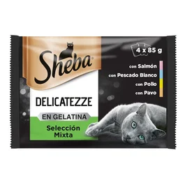 Sheba Delicato Selección Mixta para Gato, Comida Húmeda en Sobre 85g, Pack de 52 unidades (13 x 4)