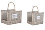 DKD Home Decor Set de 2 Leñeras de Mimbre Natural 47x35x54 cm