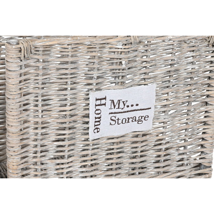 Soporte para Leña Home ESPRIT Natural Mimbre 47 x 35 x 54 cm (2)