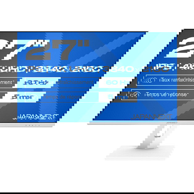 JAPANNEXT JN-IPS270UHD60F-C65W-HSP-W Monitor 27" IPS 4K UHD 3840x2160 HDR10 60Hz AMD FreeSync Altavoces Blanco JAPANNEXT JN-IPS270UHD60F-C65W-HSP-W Monitor 27" IPS 4K UHD 3840x2160 HDR10 60Hz AMD FreeSync Altavoces Blanco