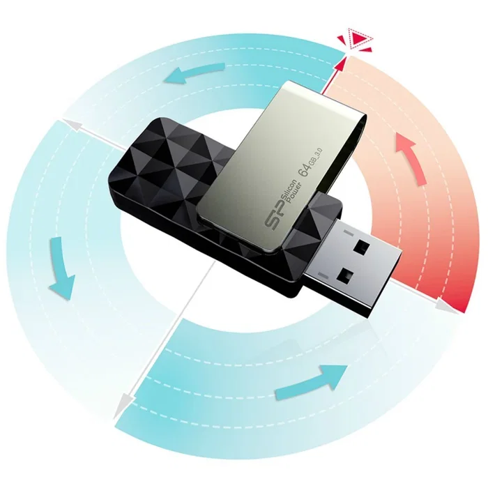 Silicon Power Blaze B30 - Unidad Flash USB 64GB, USB 3.2 Gen 1 (3.1 Gen 1), Color Negro, Sin Tapa