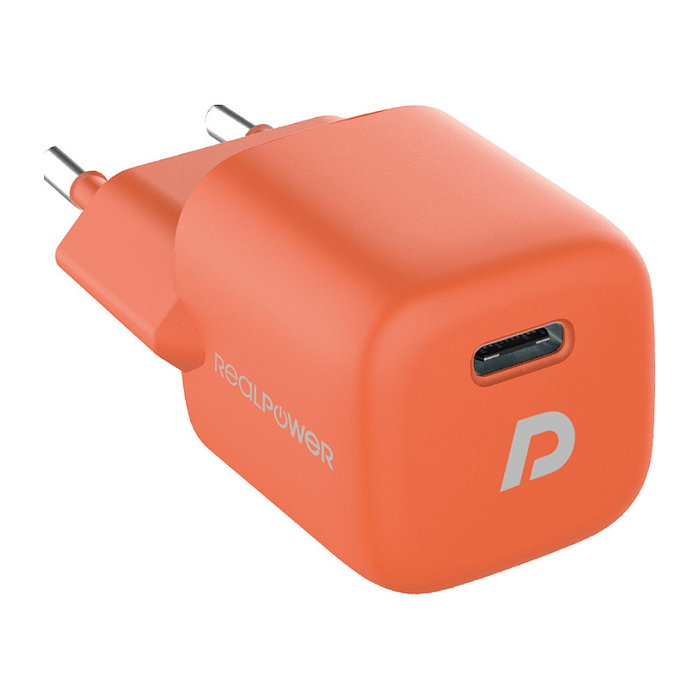 RealPower PB-10000 Power Bank Portátil de 10000 mAh Naranja - Carga Rápida 20 W, USB-C, Triple Puerto