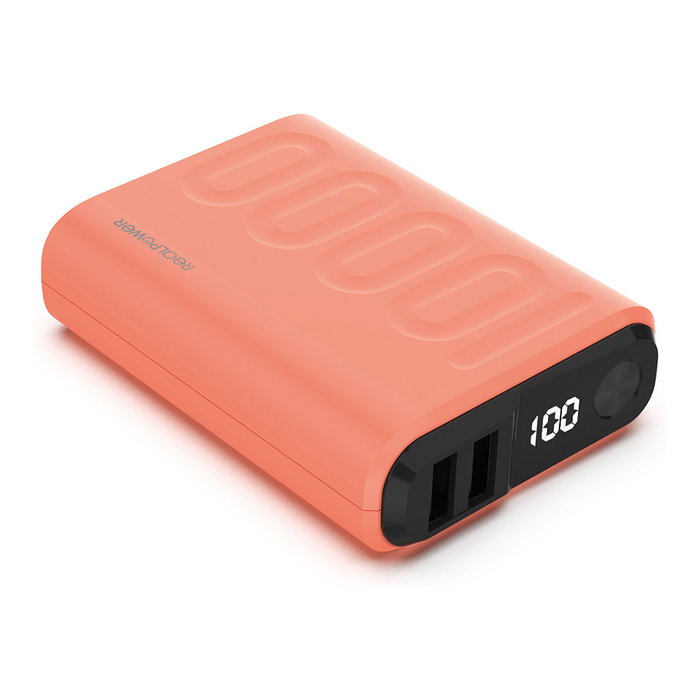 RealPower PB-10000 Power Bank Portátil de 10000 mAh Naranja - Carga Rápida 20 W, USB-C, Triple Puerto