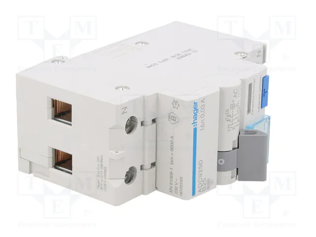 HAGER RCBO Interruptor de diversas marchas 25A 30mA 240VAC 1+N