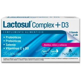 NATYSAL Lactosul Complex + D3 Probióticos y Prebióticos 20 Cápsulas