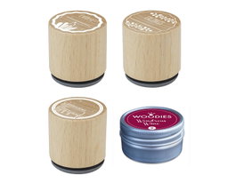 Innspiro Kit de 3 Sellos de Madera Exlibris con Tinta Rojo Oscuro