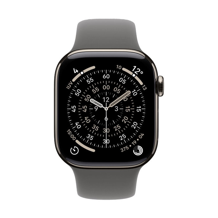 Apple Watch Series 11 42 mm GPS + Cellular - Titanio natural y Correa deportiva gris piedra S/M Apple Watch Series 11 42 mm GPS + Cellular - Titanio natural y Correa deportiva gris piedra S/M