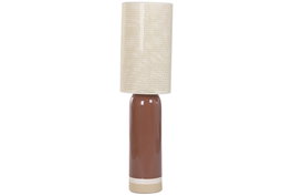 DKD Home Decor Lámpara de pie de cerámica y fibra bicolor