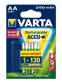 Varta Longlife Power AA HR6 2100mAh - Batería recargable NiMH 1.2V, 2 unidades, Estándar