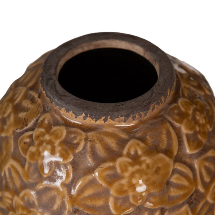 Ixia Jarrón Decorativo de Cerámica Marrón 16,50 x 16,50 x 16 cm